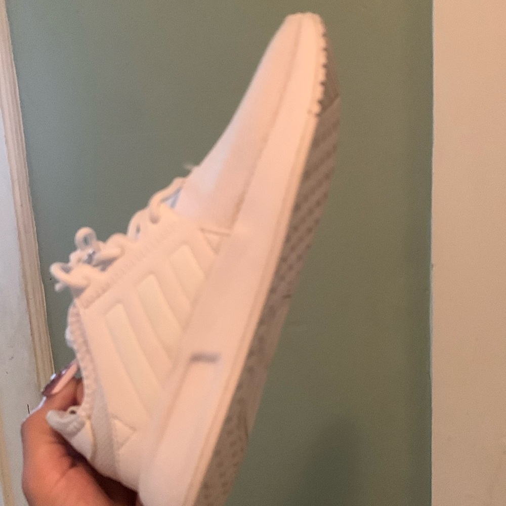 Adidas white work out shoes